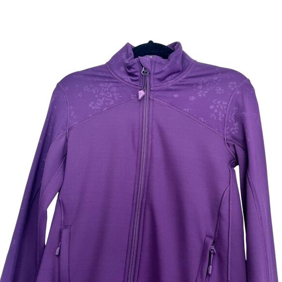 Ivivva by Lululemon Girls Plum Purple Full Zip Jacket with Floral Shimmer Size 7 - Picture 2 of 8